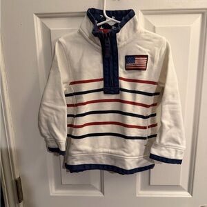 Fat Face Kids White and Blue Striped Pullover
